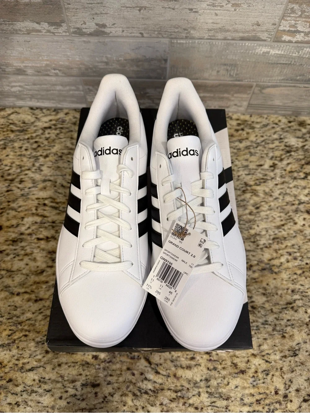 NWT Adidas Grand Court 2.0 Shoes Men’s 11.5 White Black Tennis Sneakers